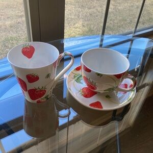 Creative Tops Berry Fields Coffee Mug Saucer Set England Strawberry Cottagecore